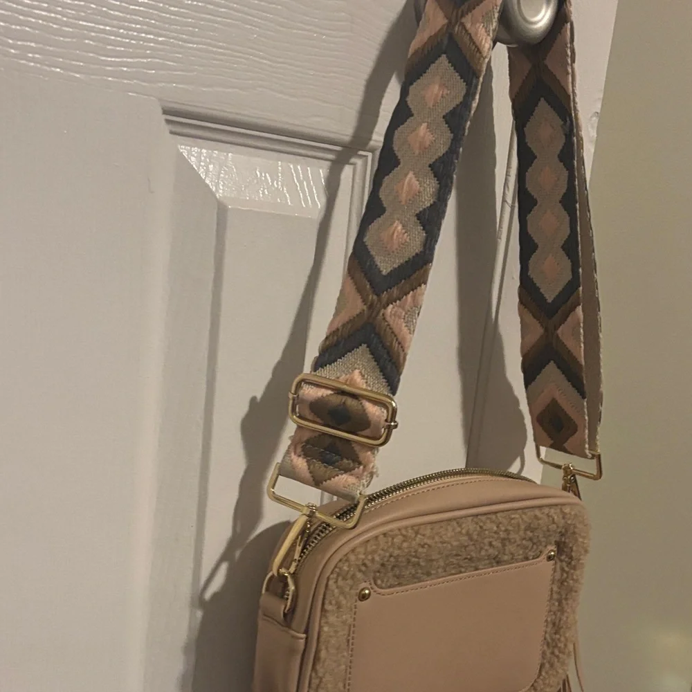 Elegant Tan Crossbody Bag with Tassel